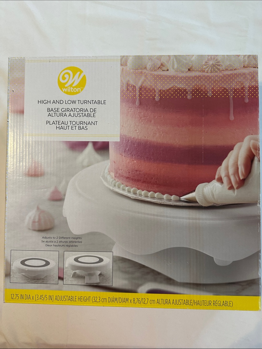 Wilton White Cake Turntable with high and low adjustments. NIB